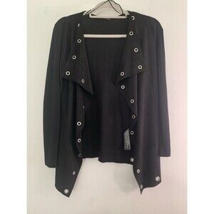 Zara Knit Draped Open Front Long Sleeve Cardigan Women’s Sz S Black Metal Y2K